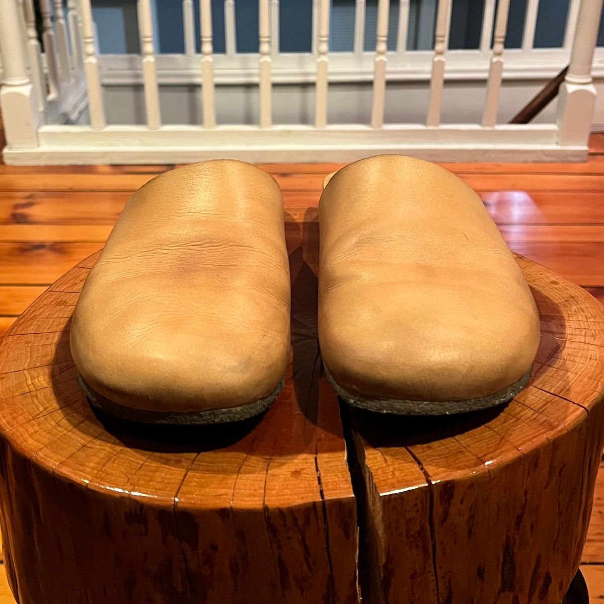 Photo by clarkbars on December 6, 2024 of the Padmore & Barnes Slides in Unknown Natural Veg Tan.
