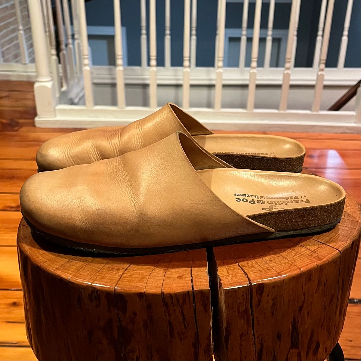 Photo by clarkbars on December 6, 2024 of the Padmore & Barnes Slides in Unknown Natural Veg Tan.
