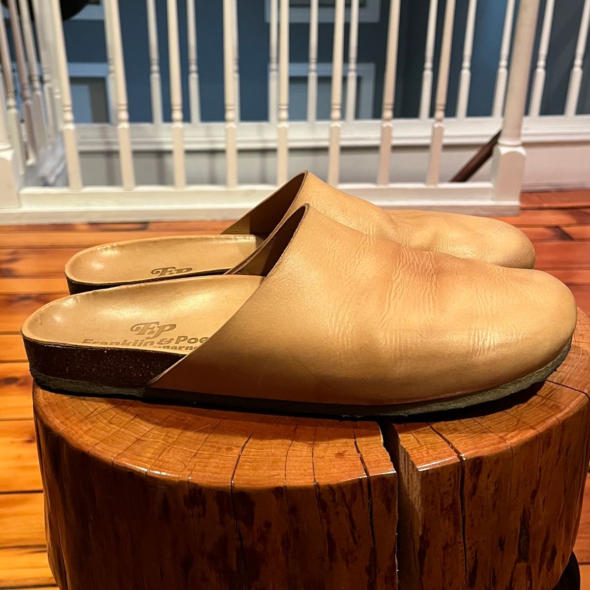 Photo by clarkbars on December 6, 2024 of the Padmore & Barnes Slides in Unknown Natural Veg Tan.