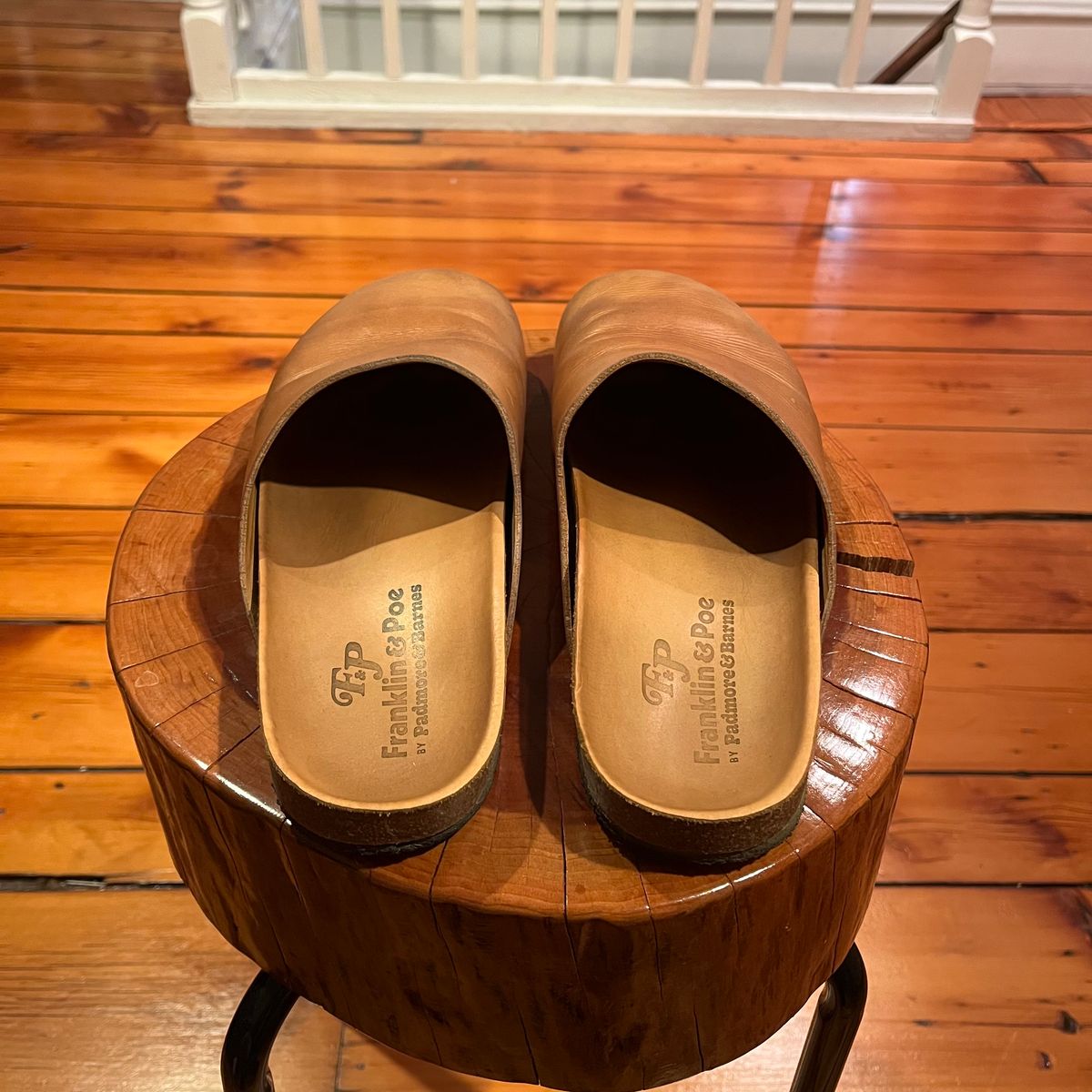 Photo by clarkbars on February 4, 2025 of the Padmore & Barnes Slides in Unknown Natural Veg Tan.
