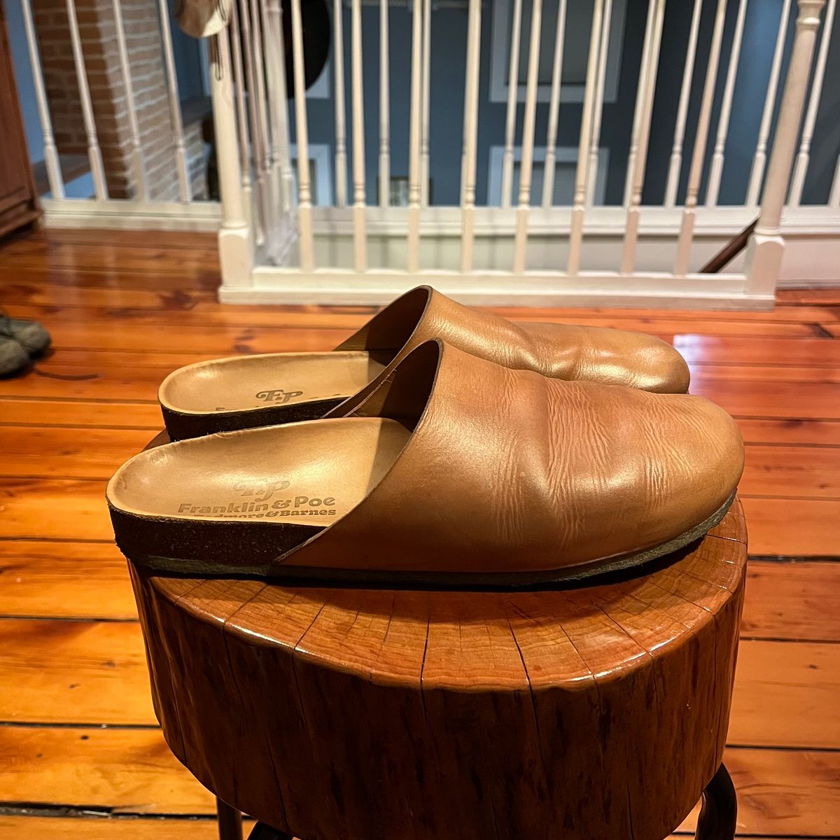 Photo by clarkbars on February 4, 2025 of the Padmore & Barnes Slides in Unknown Natural Veg Tan.