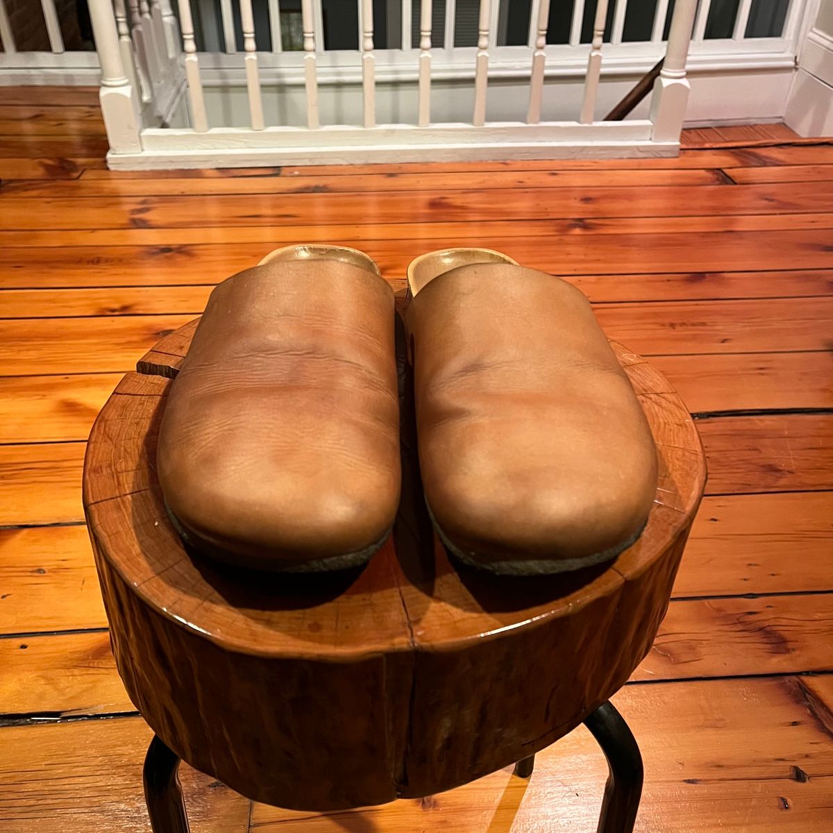 Photo by clarkbars on March 5, 2025 of the Padmore & Barnes Slides in Unknown Natural Veg Tan.