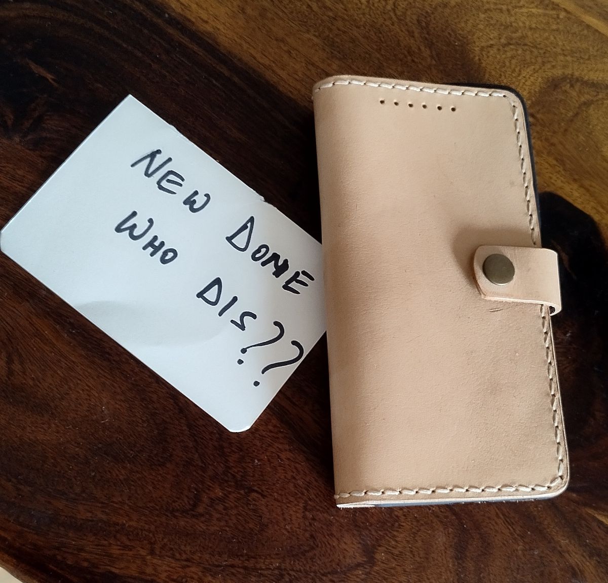 Photo by altobuff on October 2, 2025 of the North Harbour Redmi Note Phone Case With Flip Cover in Unknown Natural Veg Tan.