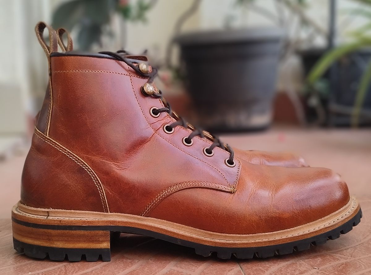 Photo by altobuff on November 4, 2025 of the Craft & Glory Task Boots in British Tan Full Grain Buffalo Leather.