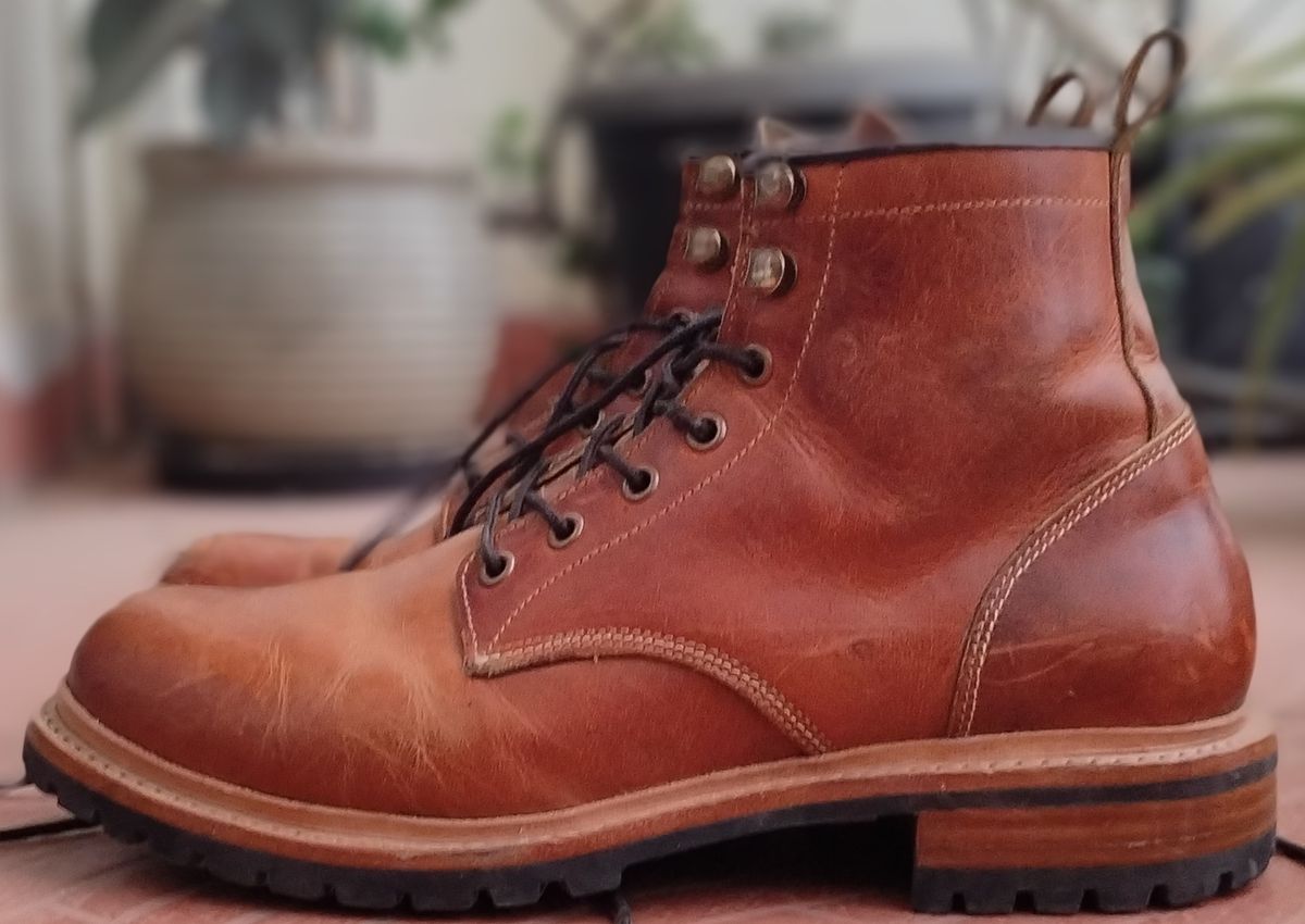 Photo by altobuff on December 4, 2025 of the Craft & Glory Task Boots in British Tan Full Grain Buffalo Leather.