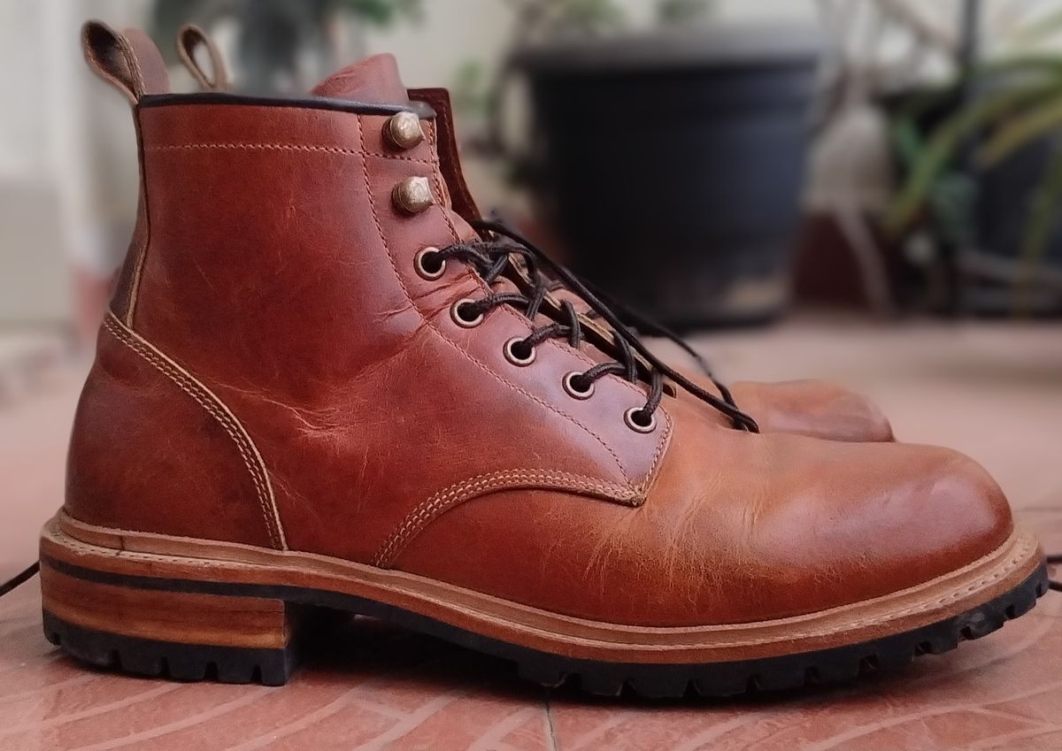 Photo by altobuff on December 4, 2025 of the Craft & Glory Task Boots in British Tan Full Grain Buffalo Leather.