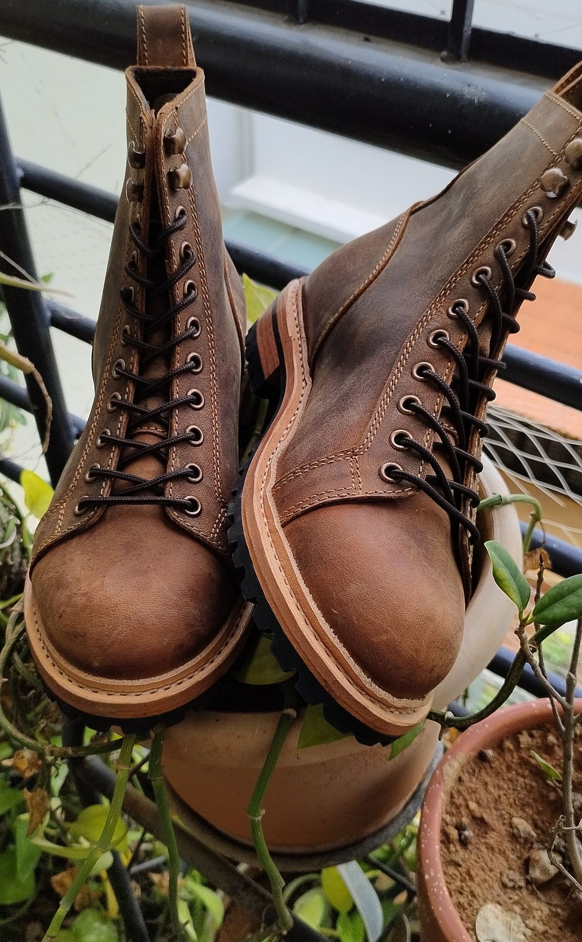 Photo by altobuff on October 2, 2025 of the Craft & Glory Monkey Explorer Boots in Vintage Tan Full Grain Buffalo Leather.