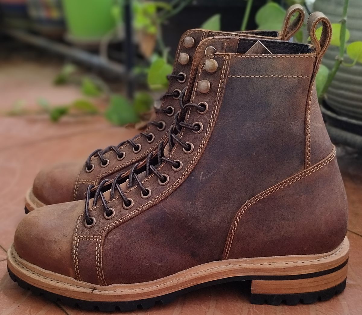 Photo by altobuff on October 2, 2025 of the Craft & Glory Monkey Explorer Boots in Vintage Tan Full Grain Buffalo Leather.