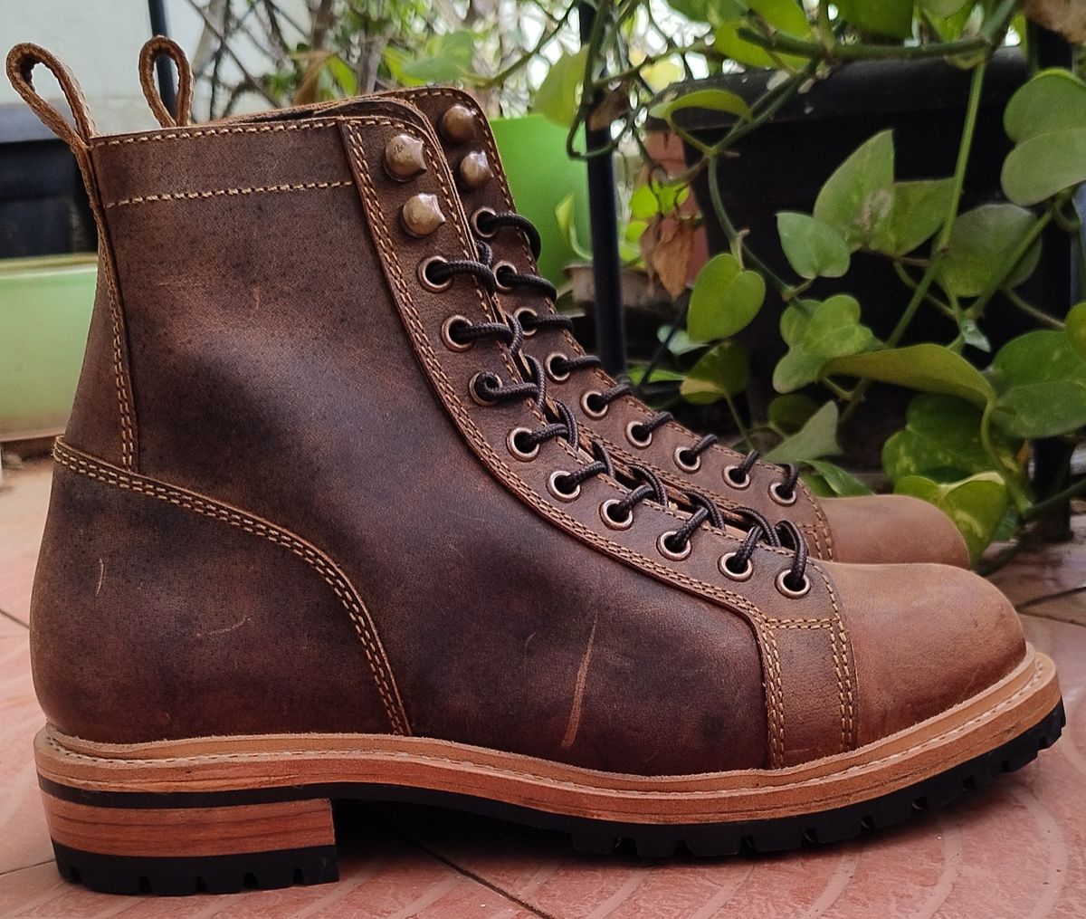 Photo by altobuff on October 2, 2025 of the Craft & Glory Monkey Explorer Boots in Vintage Tan Full Grain Buffalo Leather.