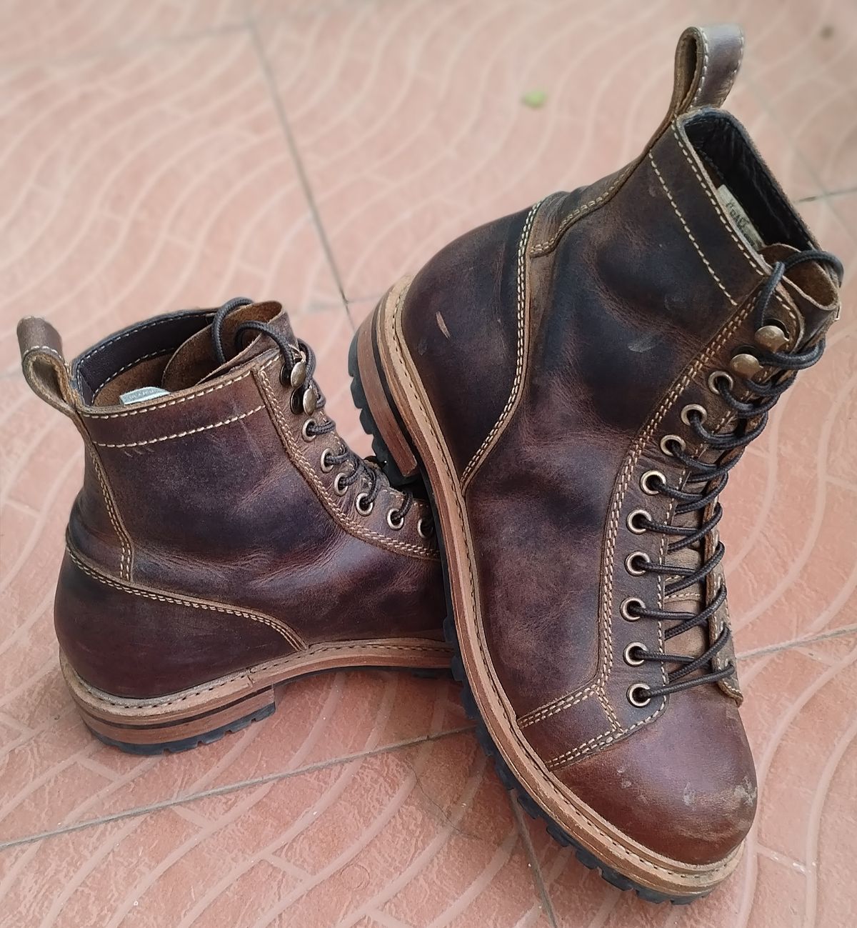 Photo by altobuff on November 4, 2025 of the Craft & Glory Monkey Explorer Boots in Vintage Tan Full Grain Buffalo Leather.