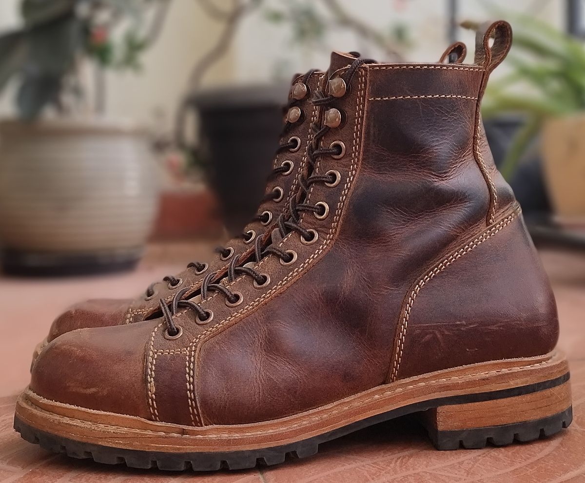 Photo by altobuff on November 4, 2025 of the Craft & Glory Monkey Explorer Boots in Vintage Tan Full Grain Buffalo Leather.