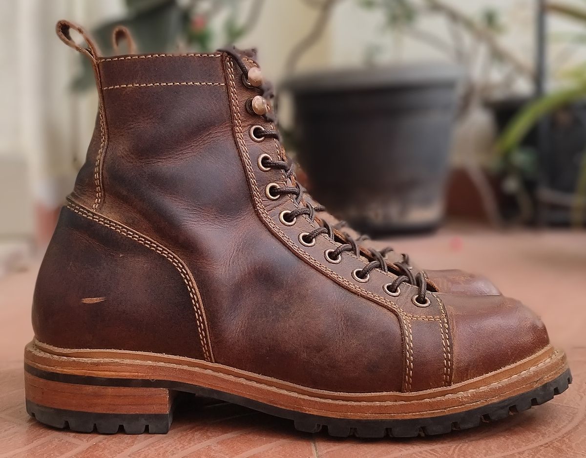 Photo by altobuff on November 4, 2025 of the Craft & Glory Monkey Explorer Boots in Vintage Tan Full Grain Buffalo Leather.
