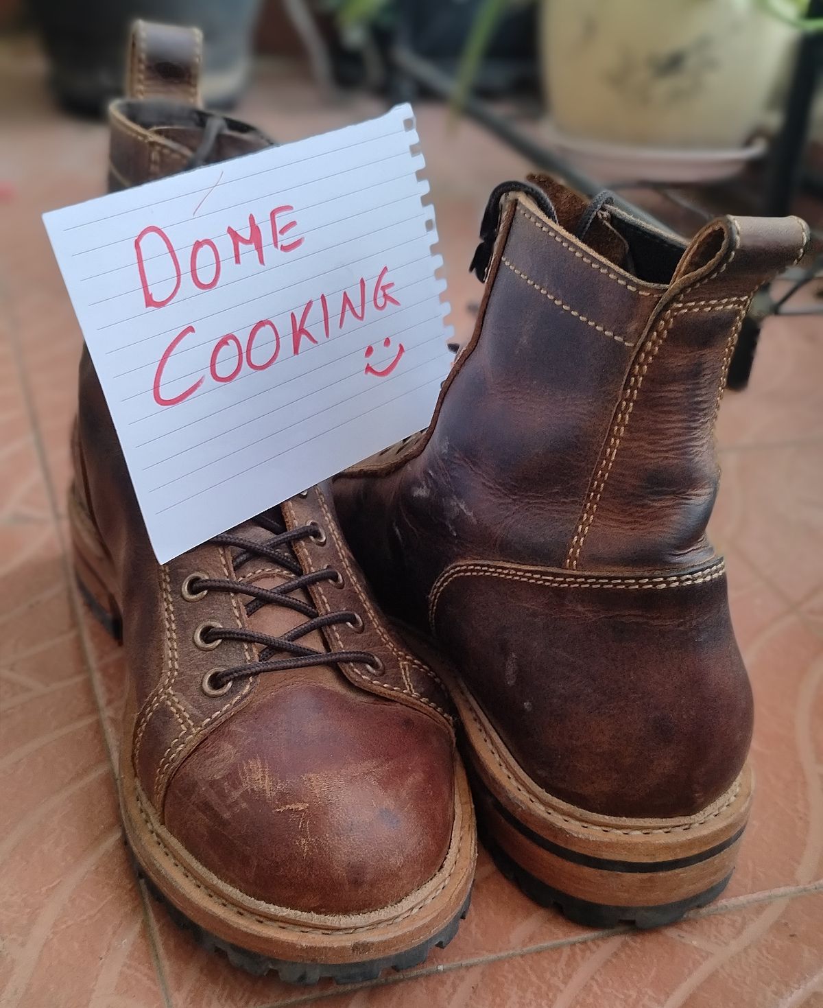 Photo by altobuff on November 4, 2025 of the Craft & Glory Monkey Explorer Boots in Vintage Tan Full Grain Buffalo Leather.