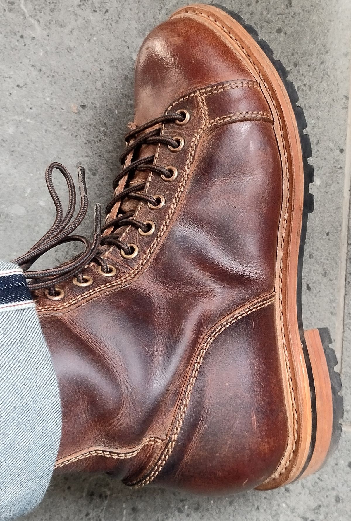 Photo by altobuff on November 28, 2025 of the Craft & Glory Monkey Explorer Boots in Vintage Tan Full Grain Buffalo Leather.