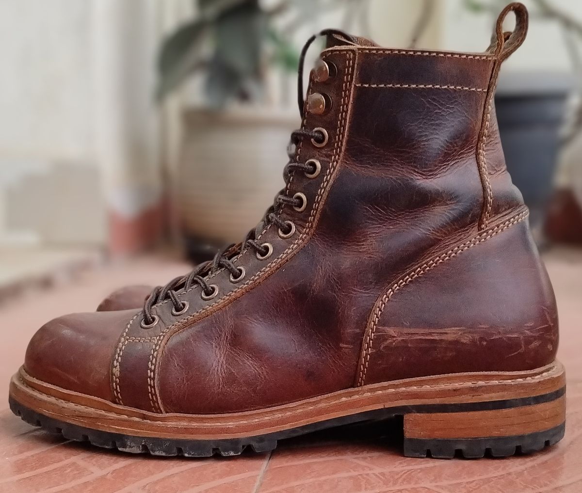 Photo by altobuff on December 5, 2025 of the Craft & Glory Monkey Explorer Boots in Vintage Tan Full Grain Buffalo Leather.