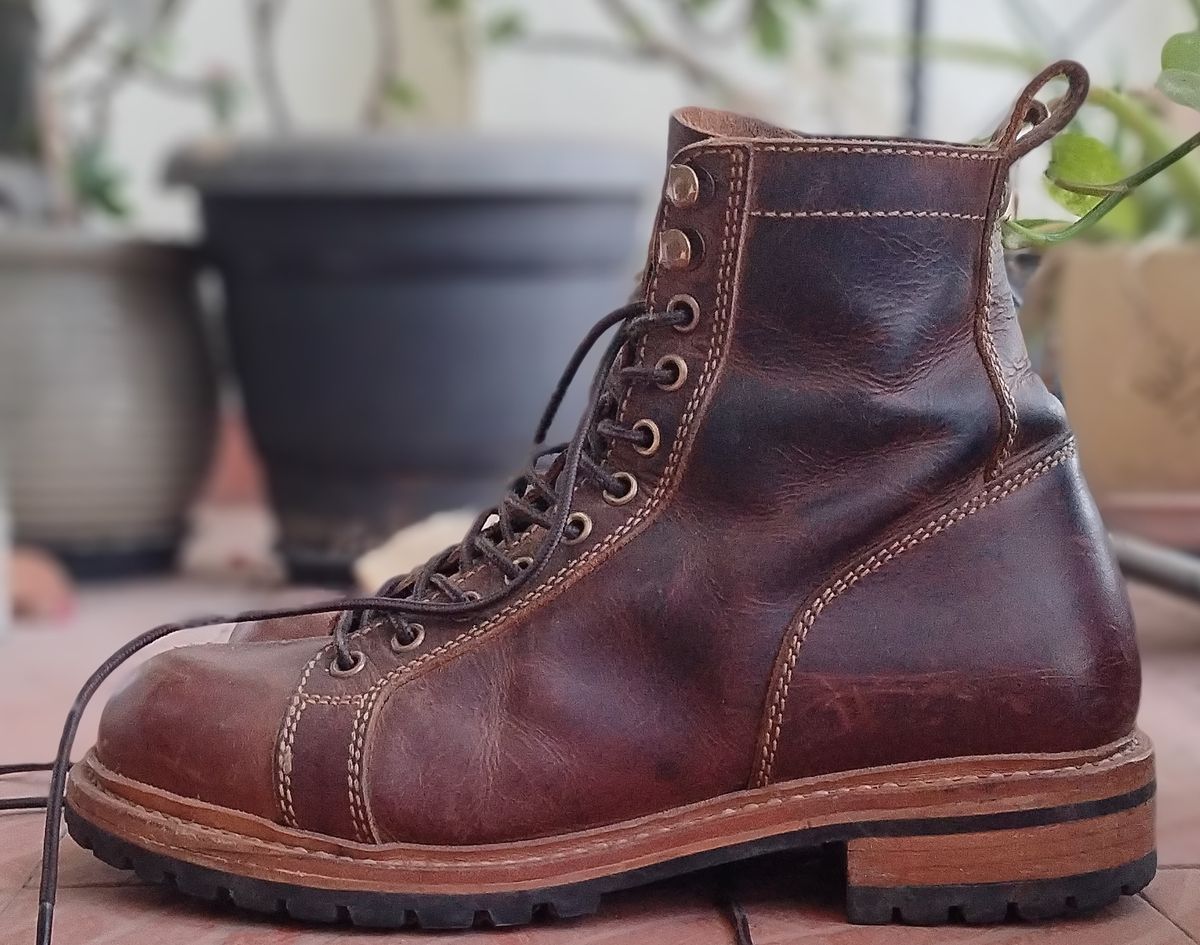 Photo by altobuff on January 5, 2026 of the Craft & Glory Monkey Explorer Boots in Vintage Tan Full Grain Buffalo Leather.