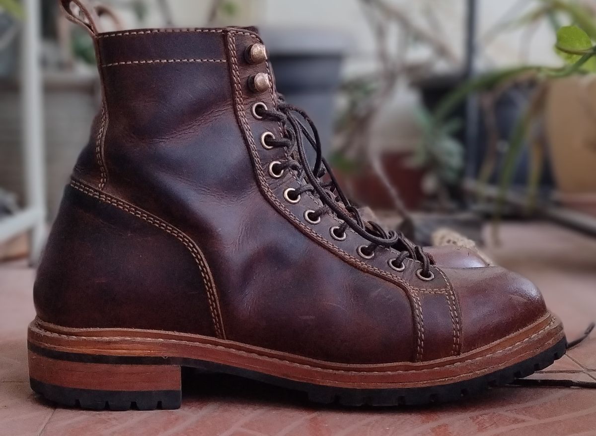 Photo by altobuff on January 5, 2026 of the Craft & Glory Monkey Explorer Boots in Vintage Tan Full Grain Buffalo Leather.