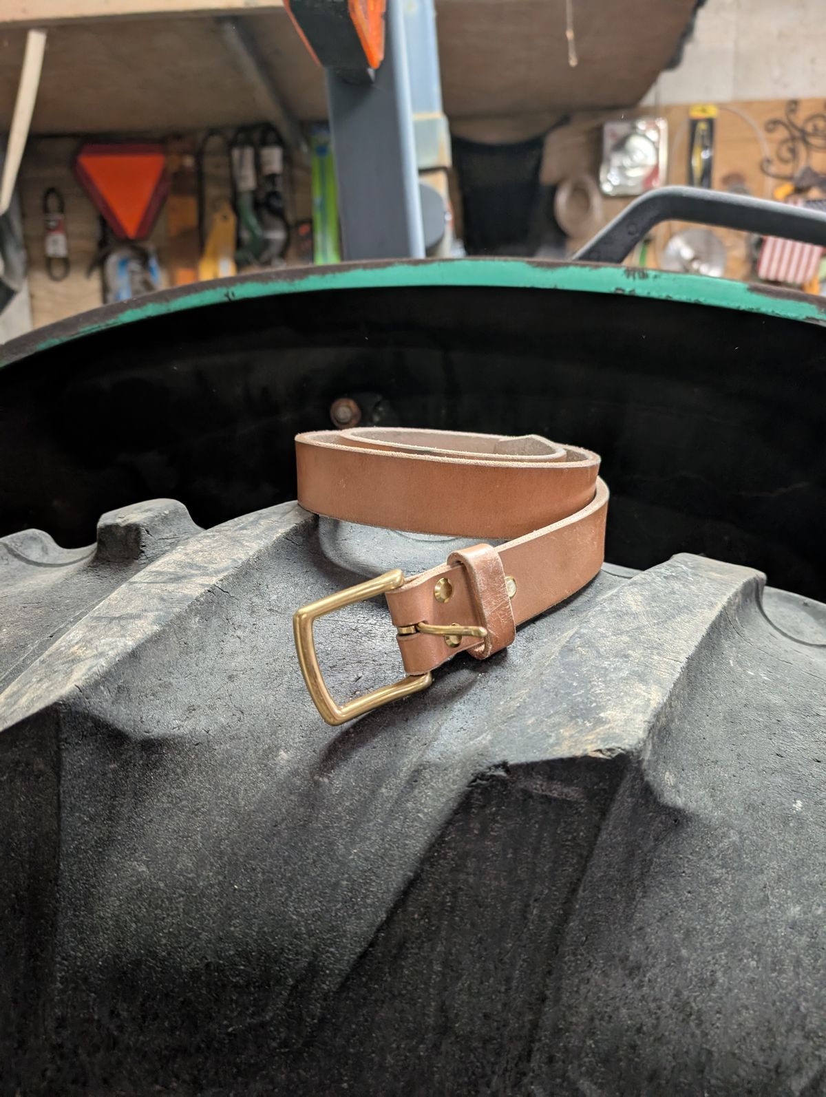 Photo by Lazy_Spread on February 1, 2026 of the Carmine Jack Leather 2025 Thunderdome Natural Shipyard Belt in J&FJ Baker Natural Oak Bark Bridle.