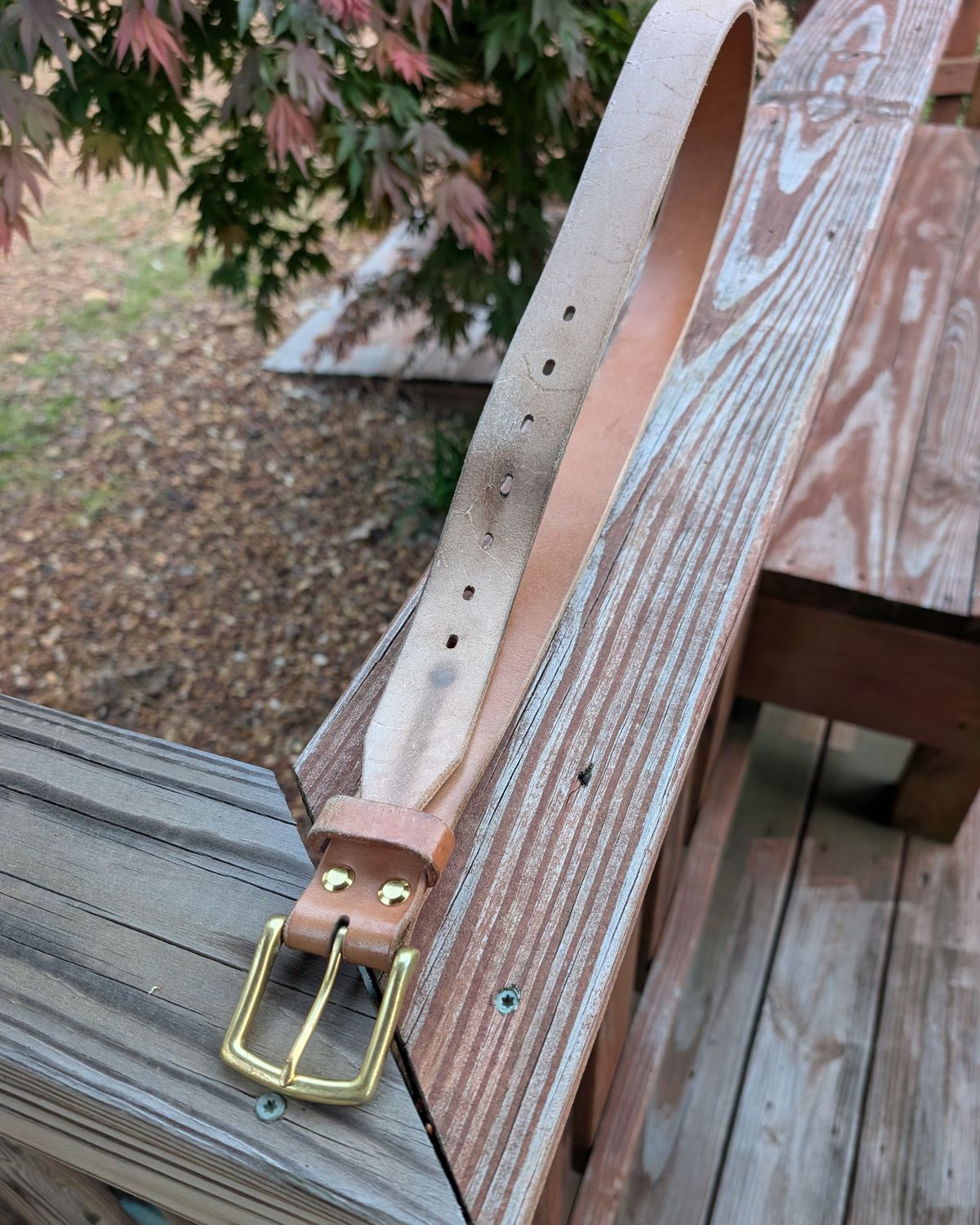 Photo by Lazy_Spread on April 5, 2026 of the Carmine Jack Leather 2025 Thunderdome Natural Shipyard Belt in J&FJ Baker Natural Oak Bark Bridle.