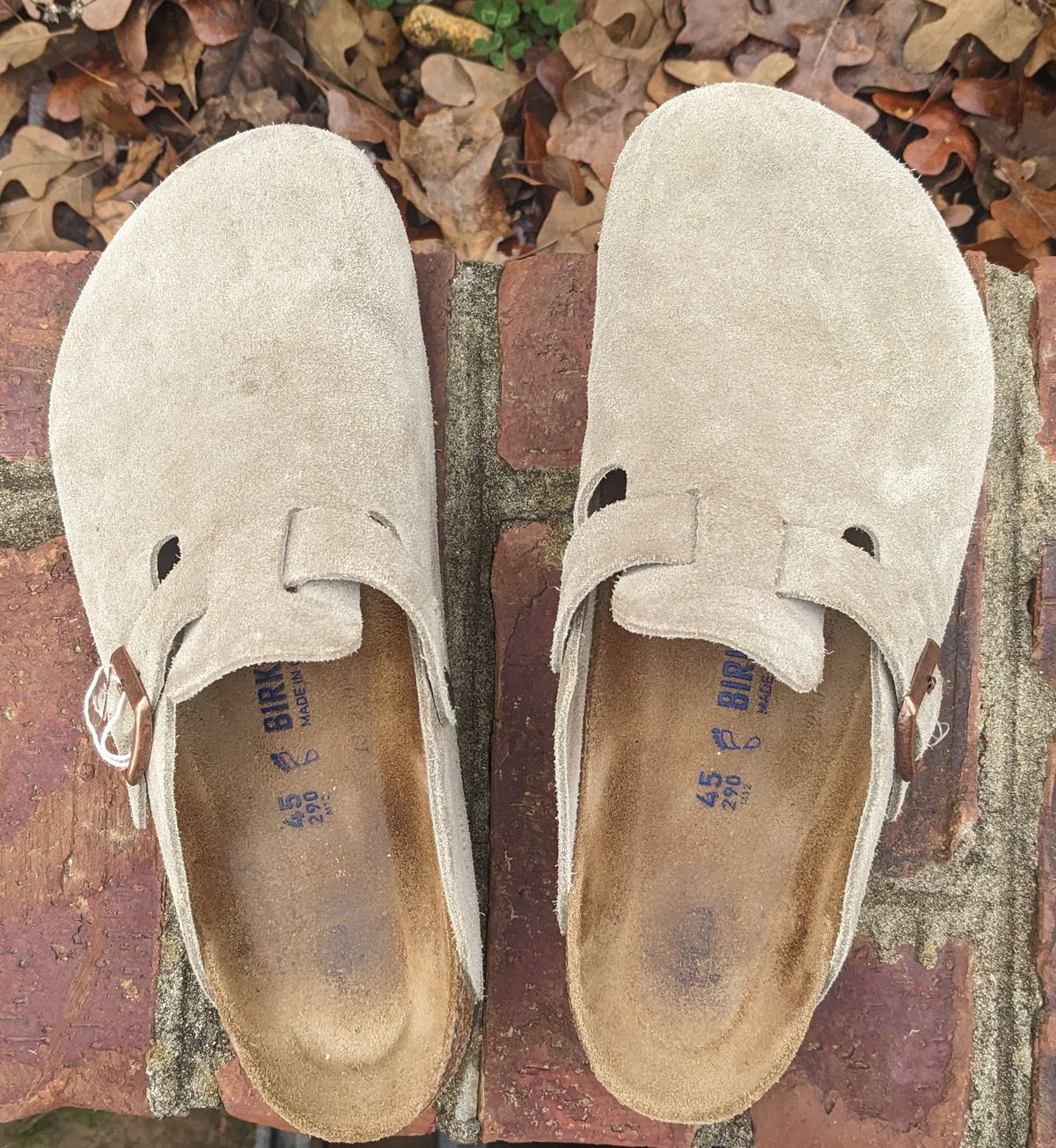 Photo by Lazy_Spread on December 4, 2023 of the Birkenstock Boston in Taupe Suede.