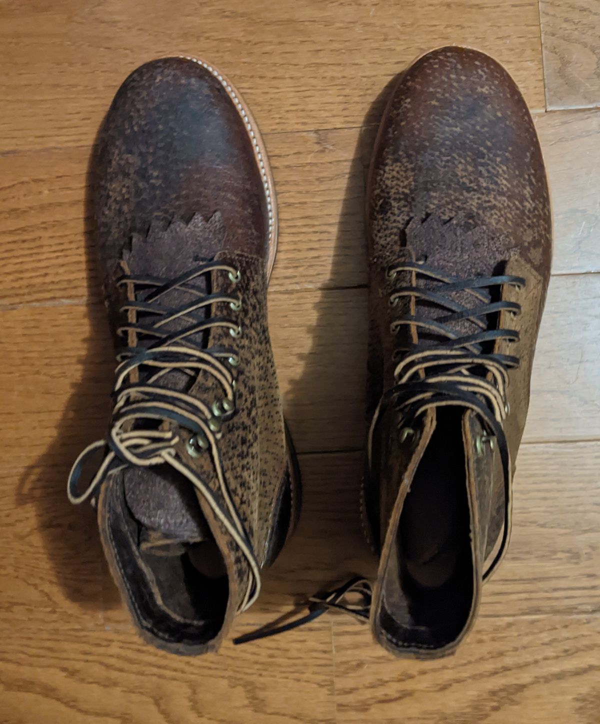 Photo by Lazy_Spread on November 5, 2022 of the Oak Street Bootmakers Trench Boot in Dark Waxy Wild Boar.
