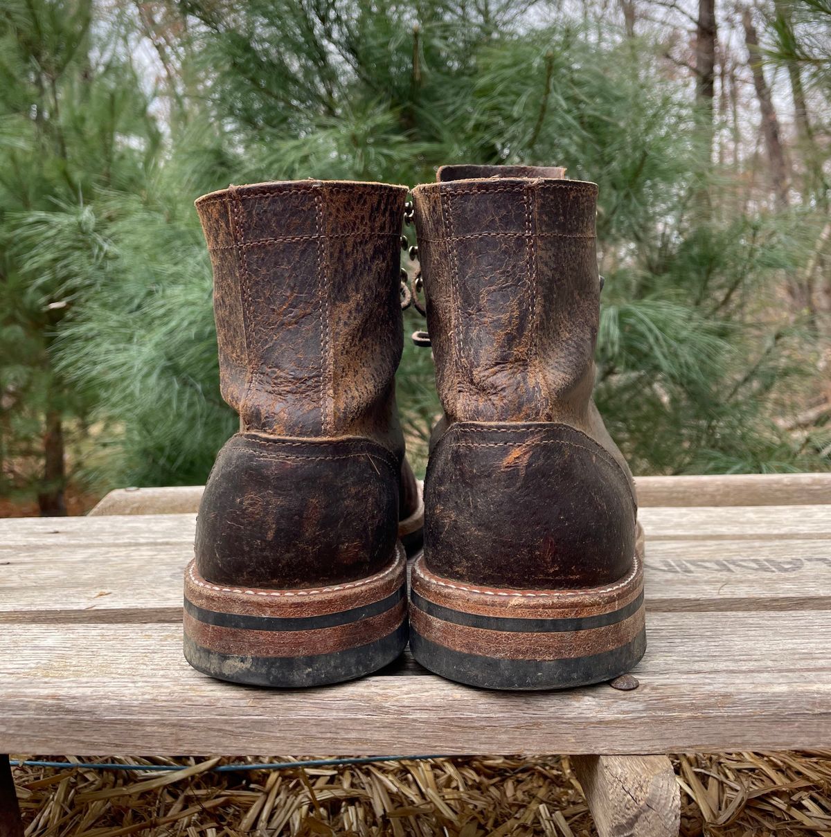Photo by Lazy_Spread on December 4, 2022 of the Oak Street Bootmakers Trench Boot in Dark Waxy Wild Boar.
