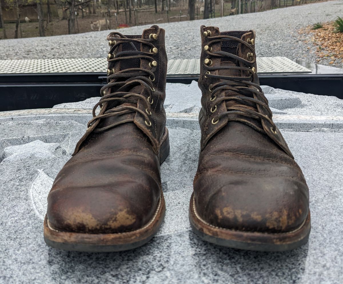 Photo by Lazy_Spread on April 4, 2023 of the Oak Street Bootmakers Trench Boot in Dark Waxy Wild Boar.