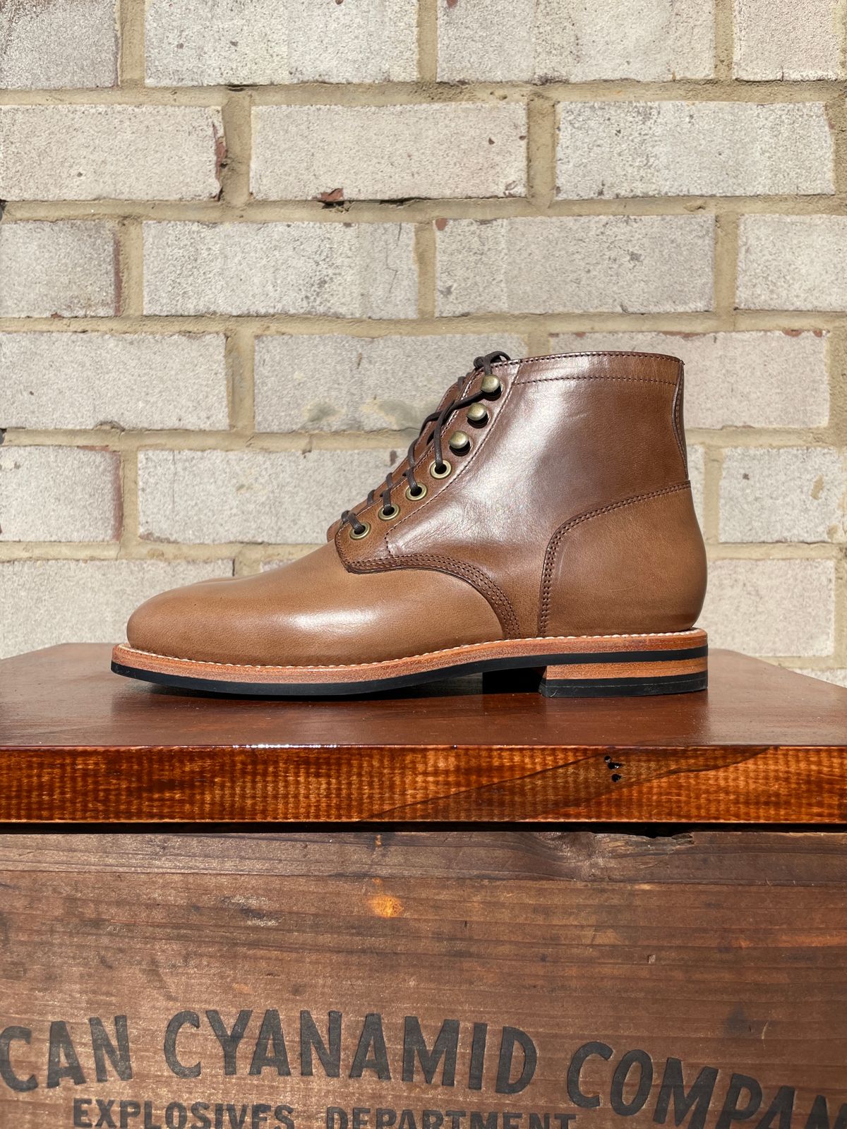 Photo by babblingboots on October 4, 2023 of the Grant Stone Nora Boot in Horween Dune Chromexcel.