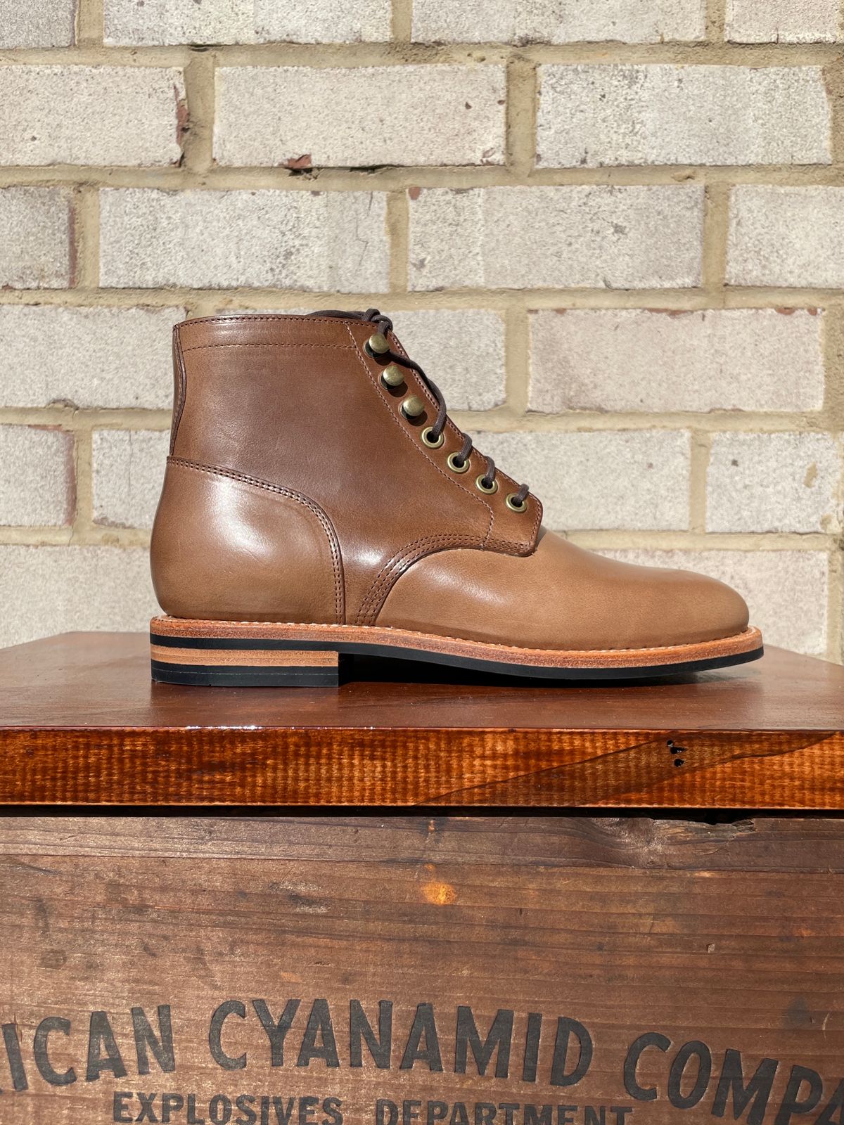 Photo by babblingboots on October 4, 2023 of the Grant Stone Nora Boot in Horween Dune Chromexcel.