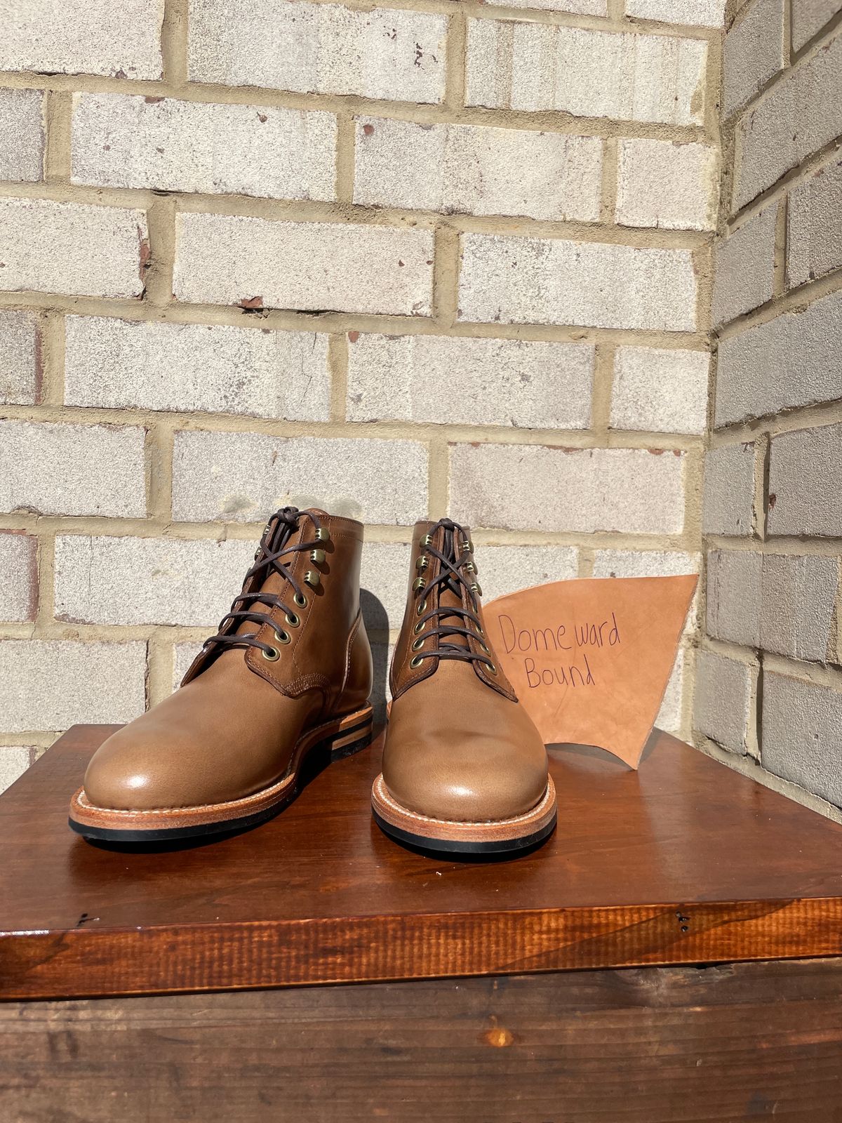 Photo by babblingboots on October 4, 2023 of the Grant Stone Nora Boot in Horween Dune Chromexcel.