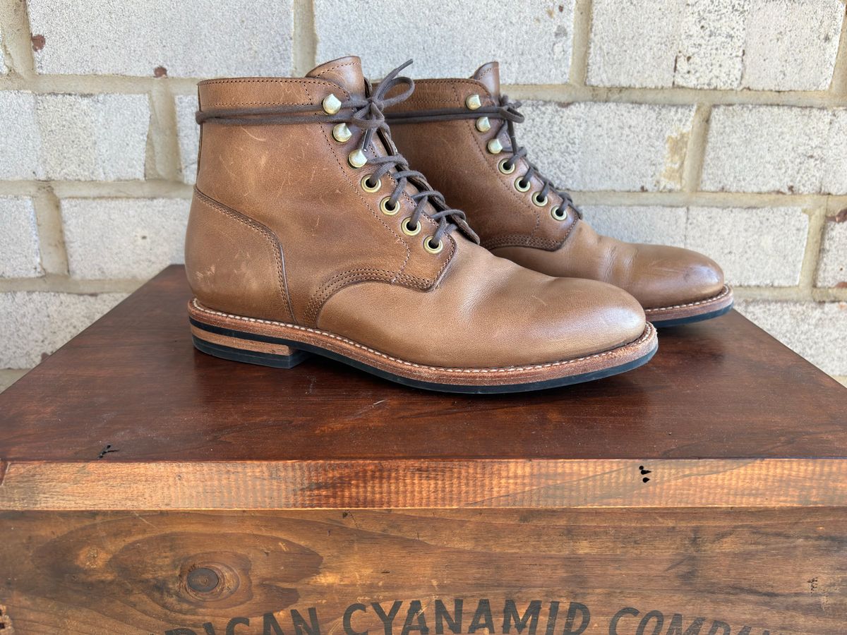 Photo by babblingboots on November 5, 2023 of the Grant Stone Nora Boot in Horween Dune Chromexcel.