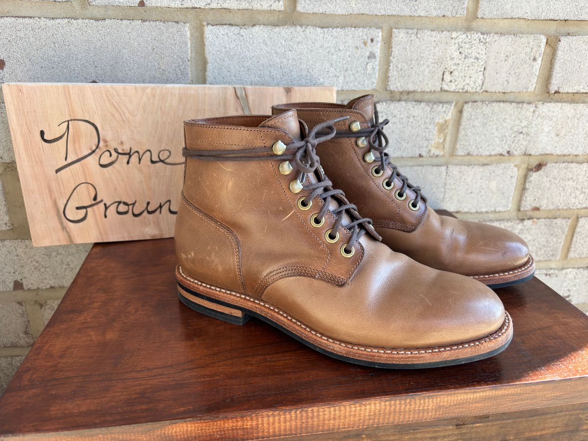 Photo by babblingboots on November 5, 2023 of the Grant Stone Nora Boot in Horween Dune Chromexcel.