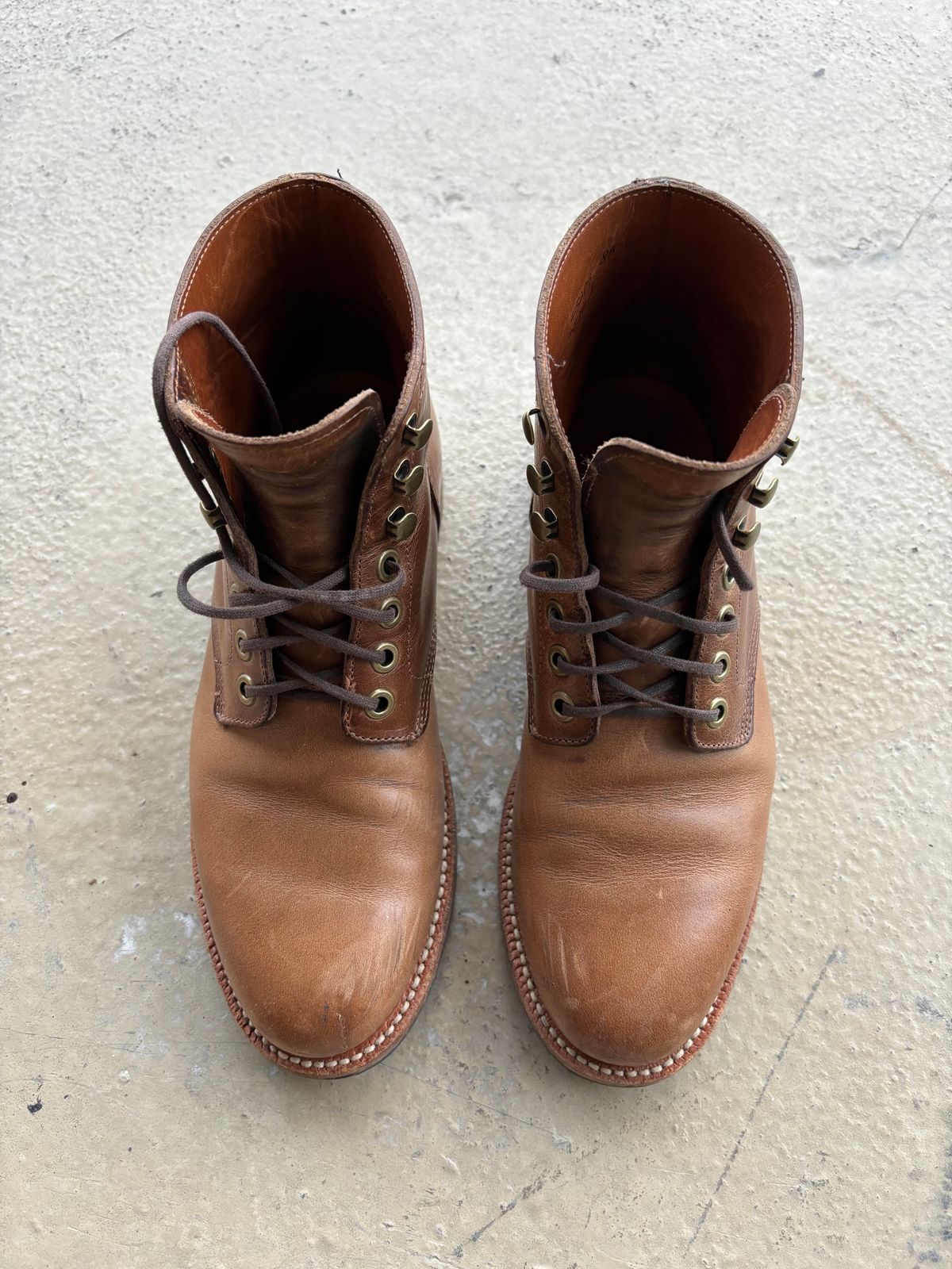 Photo by babblingboots on December 5, 2023 of the Grant Stone Nora Boot in Horween Dune Chromexcel.