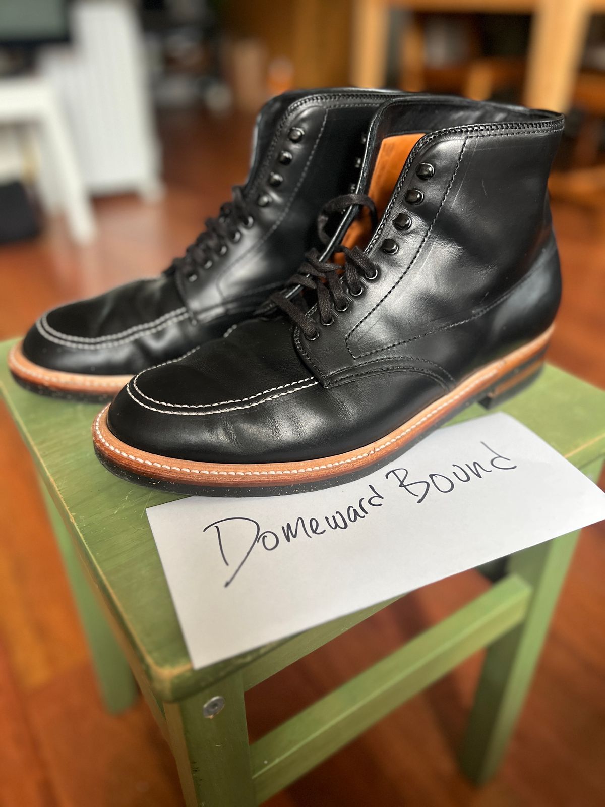 Photo by photog_raffi on October 2, 2023 of the Alden Indy Boot in Horween Black Chromexcel.