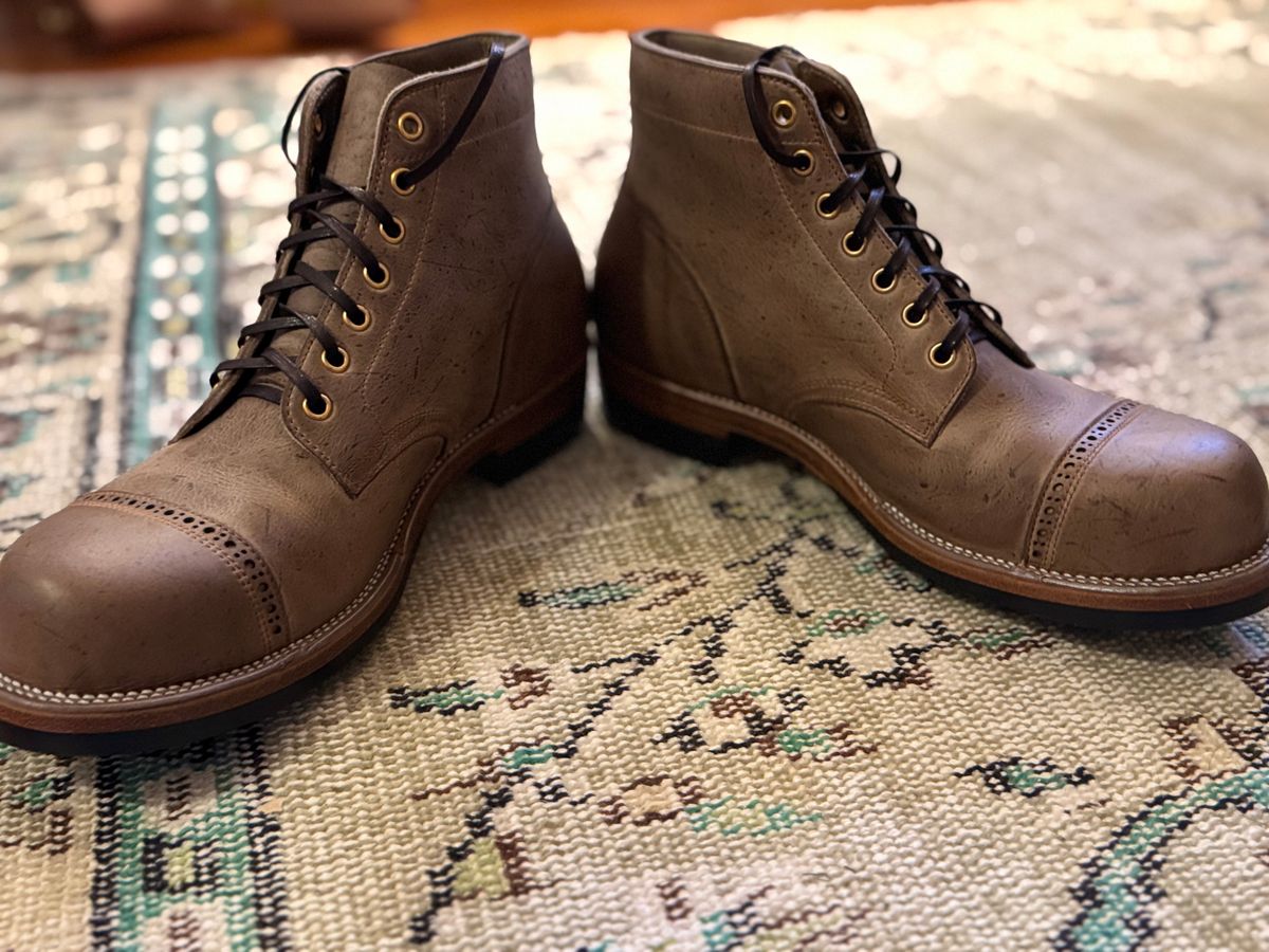 Photo by catchyname on October 14, 2024 of the Iron Boots Pitman in C.F. Stead Gaucho Waxy Kudu.