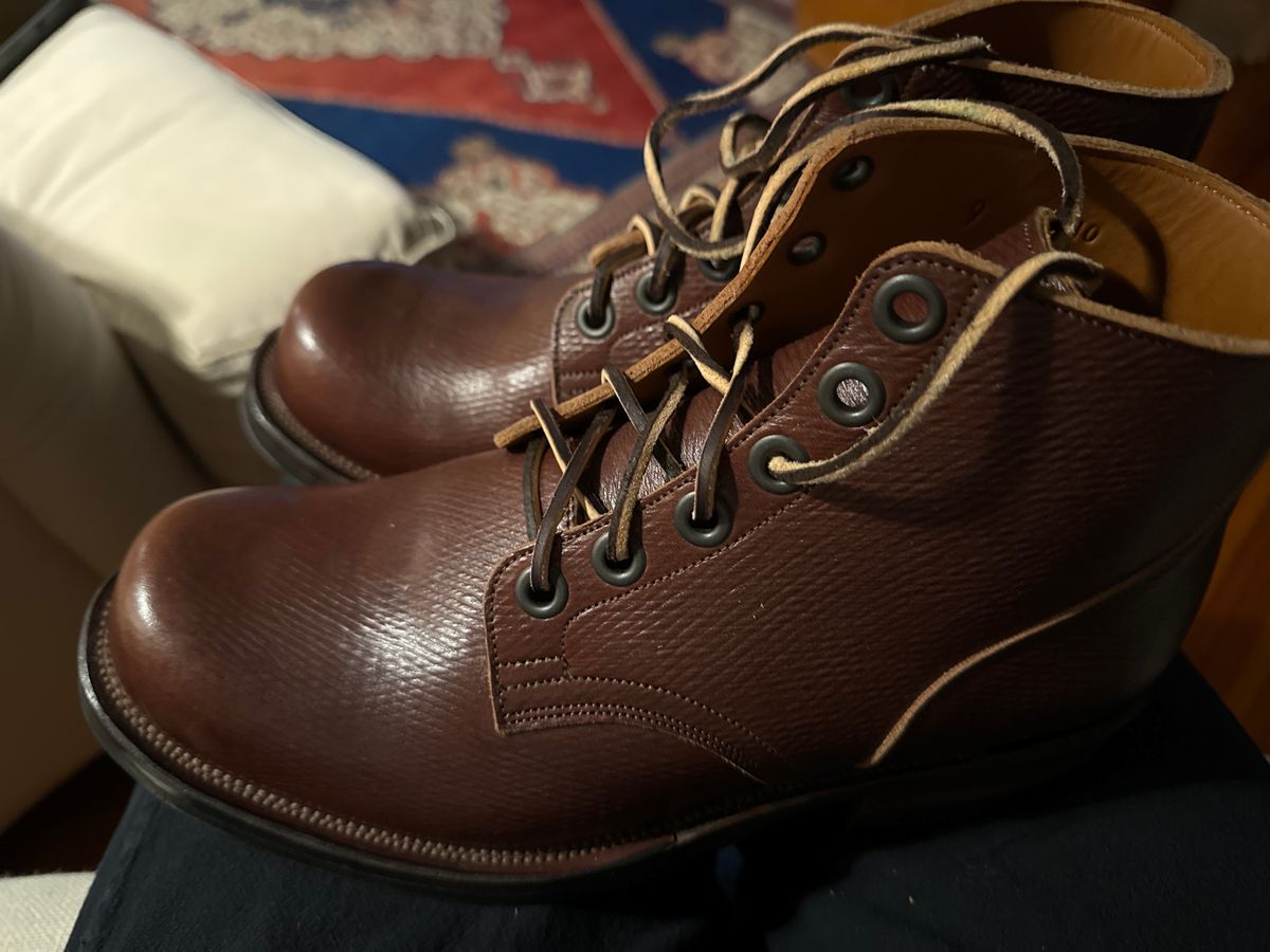 Photo by catchyname on October 18, 2023 of the Viberg Service Boot in J&FJ Baker Brown Russian Calf.