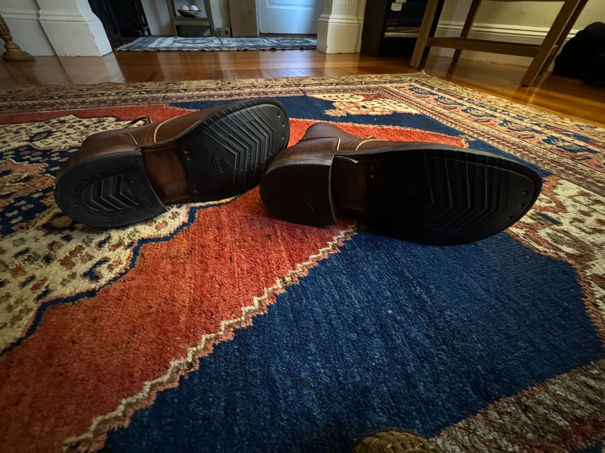 Photo by catchyname on October 18, 2023 of the Viberg Service Boot in J&FJ Baker Brown Russian Calf.