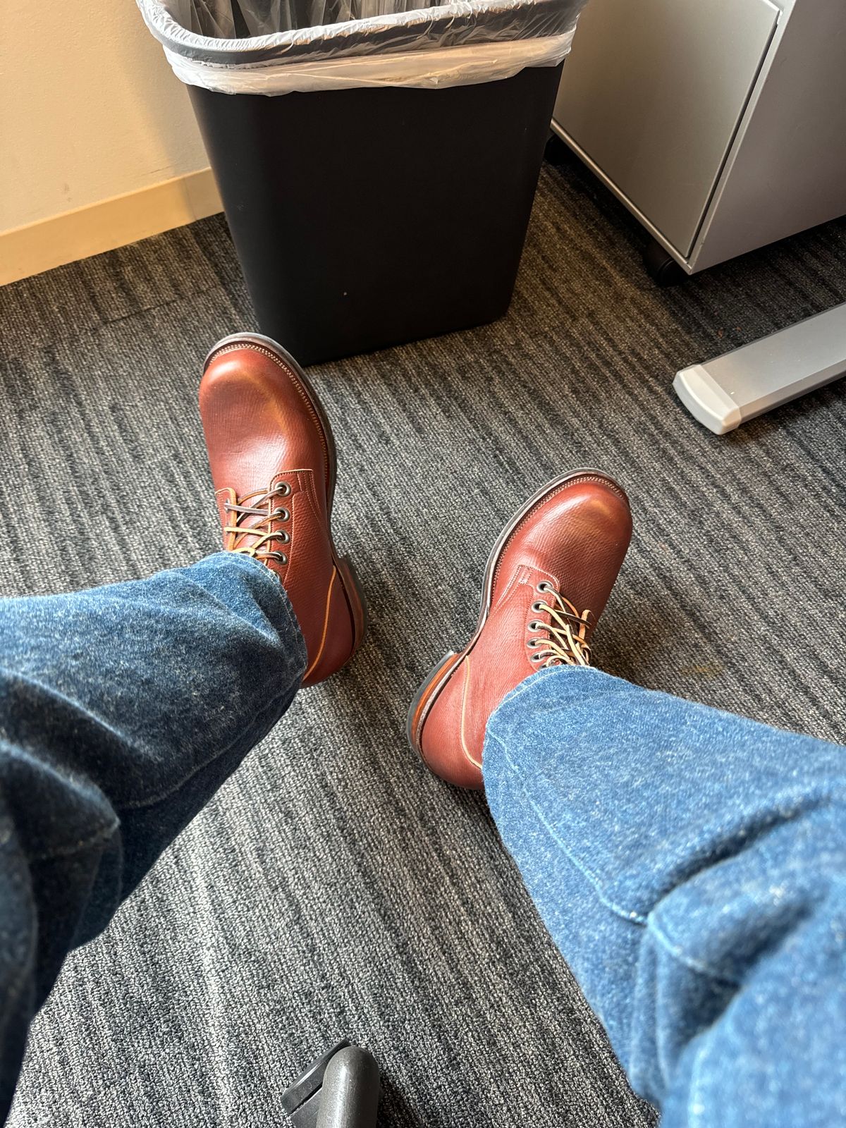 Photo by catchyname on November 1, 2023 of the Viberg Service Boot in J&FJ Baker Brown Russian Calf.