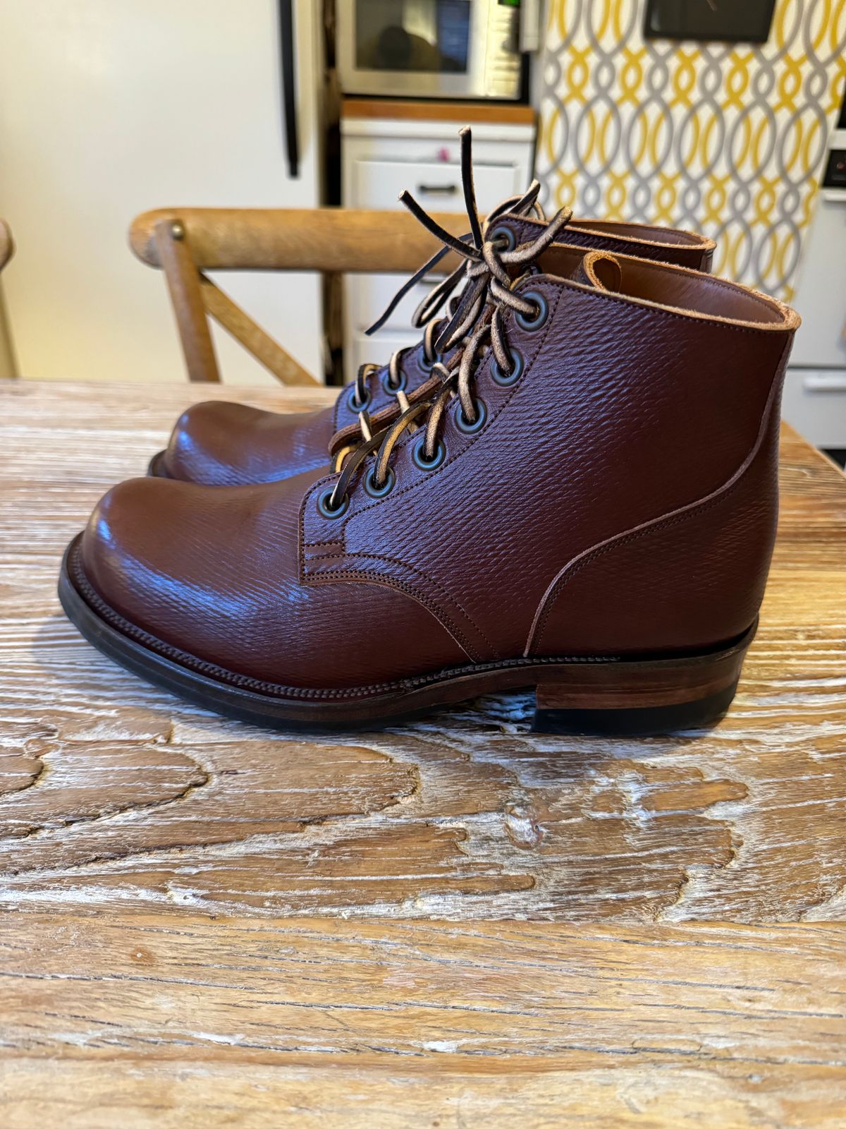 Photo by catchyname on November 1, 2023 of the Viberg Service Boot in J&FJ Baker Brown Russian Calf.