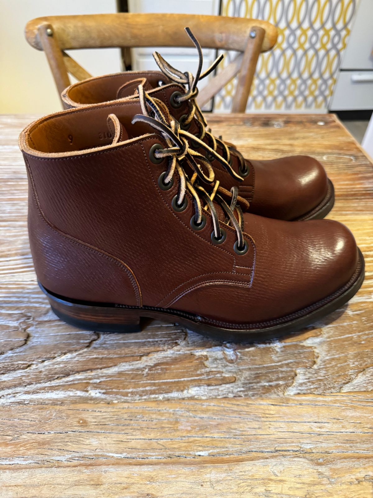 Photo by catchyname on November 1, 2023 of the Viberg Service Boot in J&FJ Baker Brown Russian Calf.