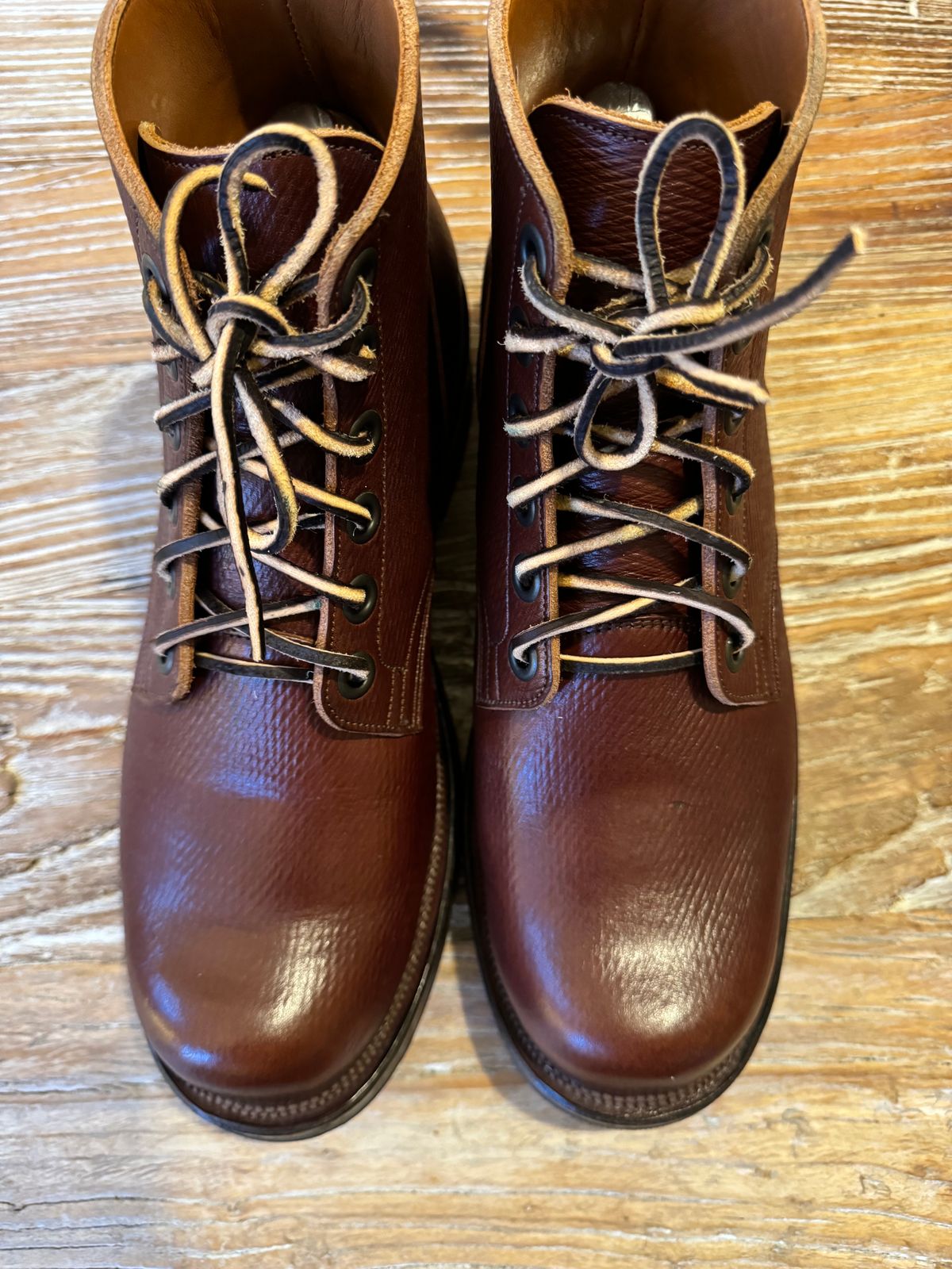 Photo by catchyname on November 1, 2023 of the Viberg Service Boot in J&FJ Baker Brown Russian Calf.