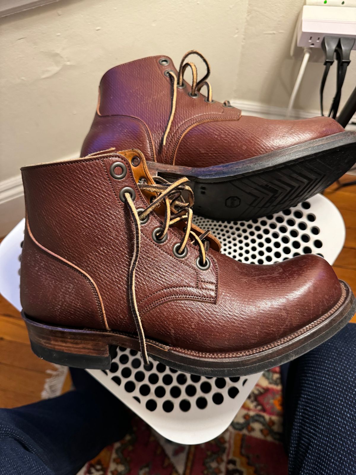 Photo by catchyname on December 3, 2023 of the Viberg Service Boot in J&FJ Baker Brown Russian Calf.