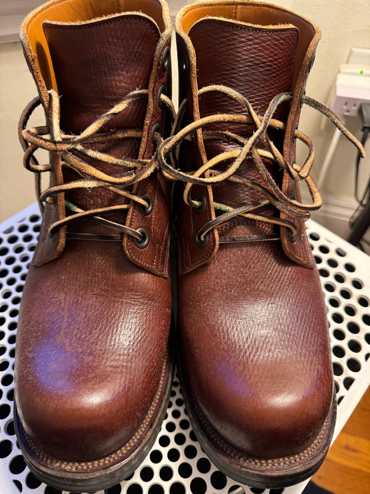 Photo by catchyname on December 3, 2023 of the Viberg Service Boot in J&FJ Baker Brown Russian Calf.