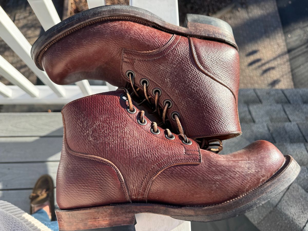 Photo by catchyname on January 2, 2024 of the Viberg Service Boot in J&FJ Baker Brown Russian Calf.