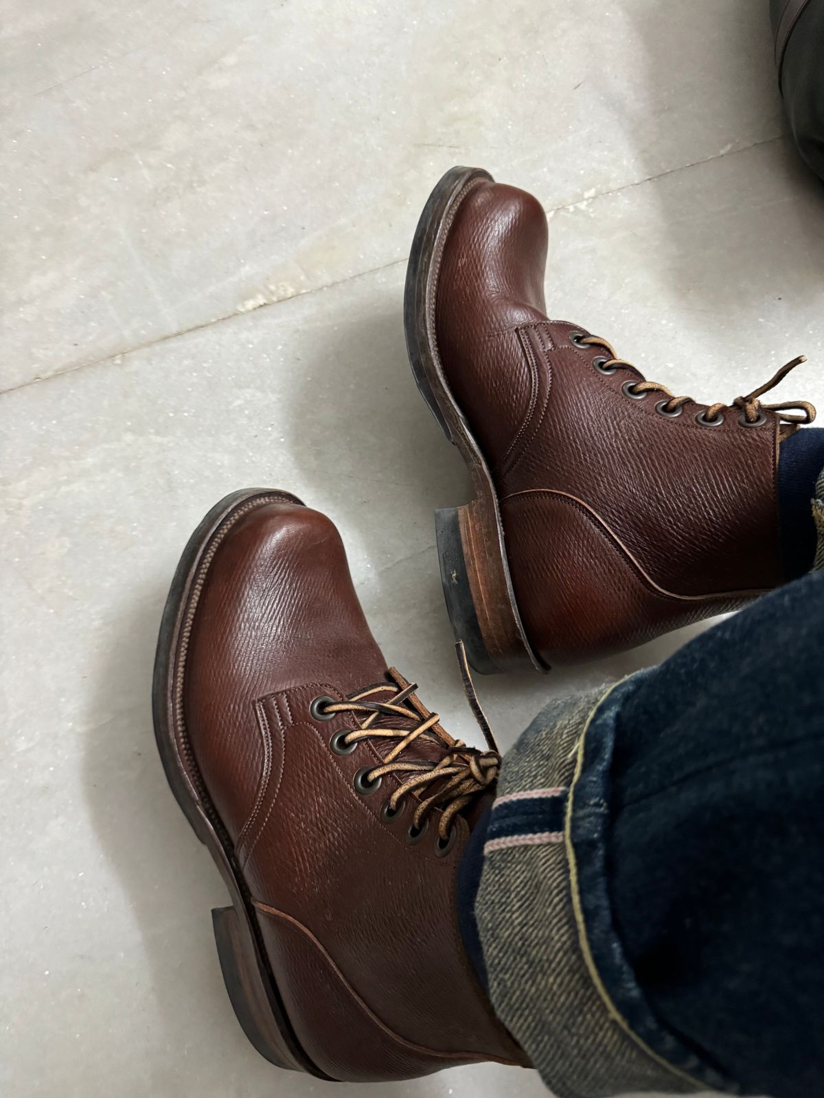 Photo by catchyname on February 8, 2024 of the Viberg Service Boot in J&FJ Baker Brown Russian Calf.