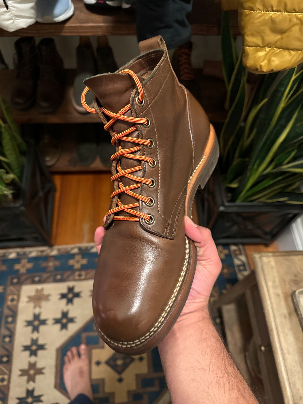 Photo by catchyname on September 27, 2024 of the Viberg Viberg x Notre ‘Coffee Pack’ in Horween Mocha Chromexcel.