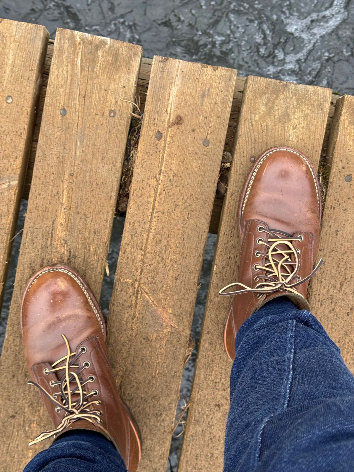 Photo by catchyname on September 28, 2024 of the Viberg Viberg x Notre ‘Coffee Pack’ in Horween Mocha Chromexcel.