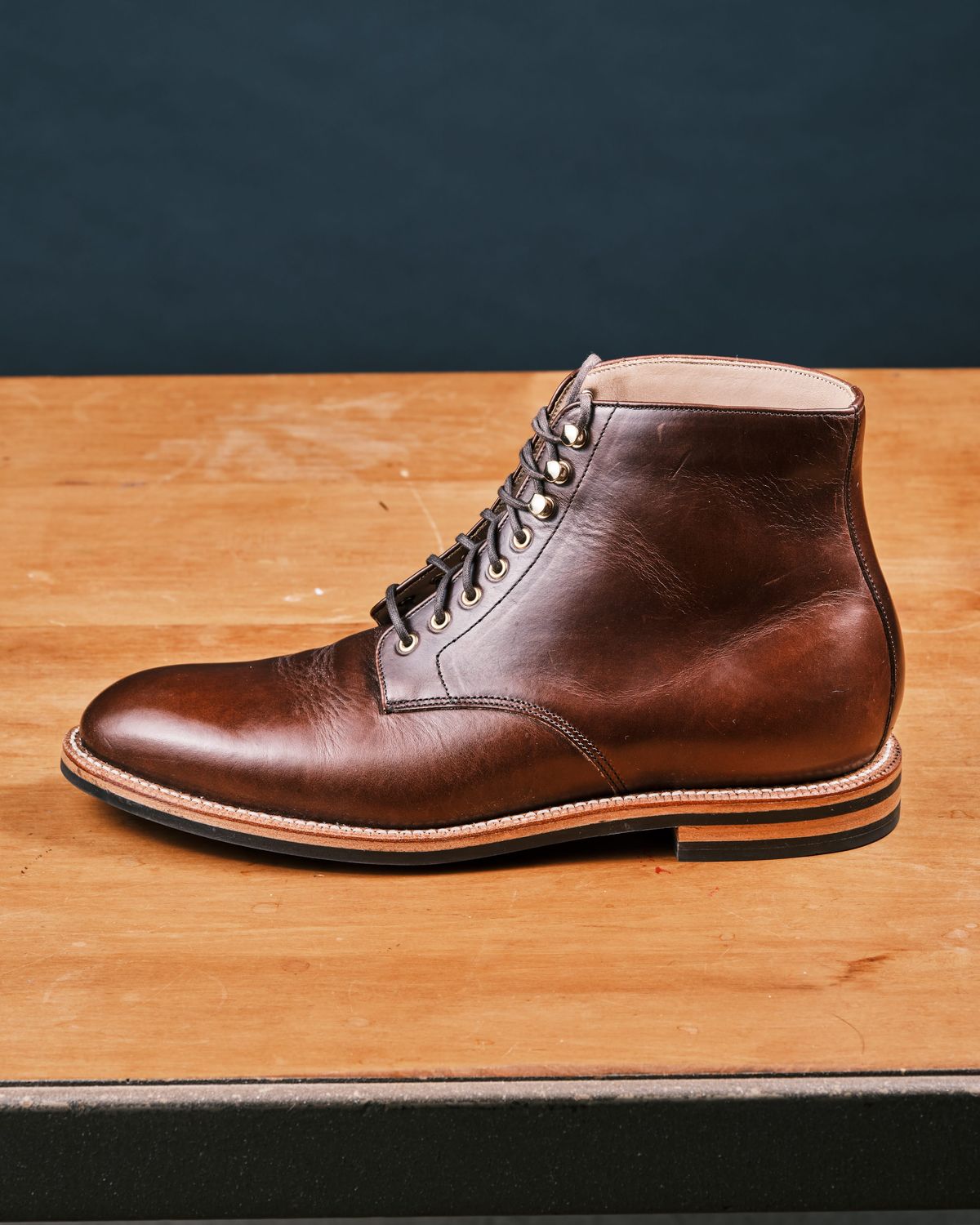 Photo by cliff.bar.nett on April 1, 2024 of the Grant Stone Edward Boot in Horween Walnut Chromexel.
