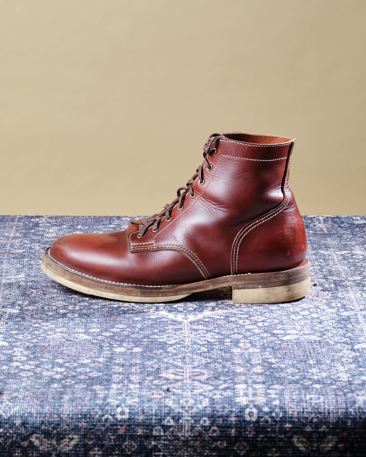 Photo by cliff.bar.nett on December 3, 2025 of the Oldspeed MFG Service Boot 6” in Horween Timber Chromexcel.