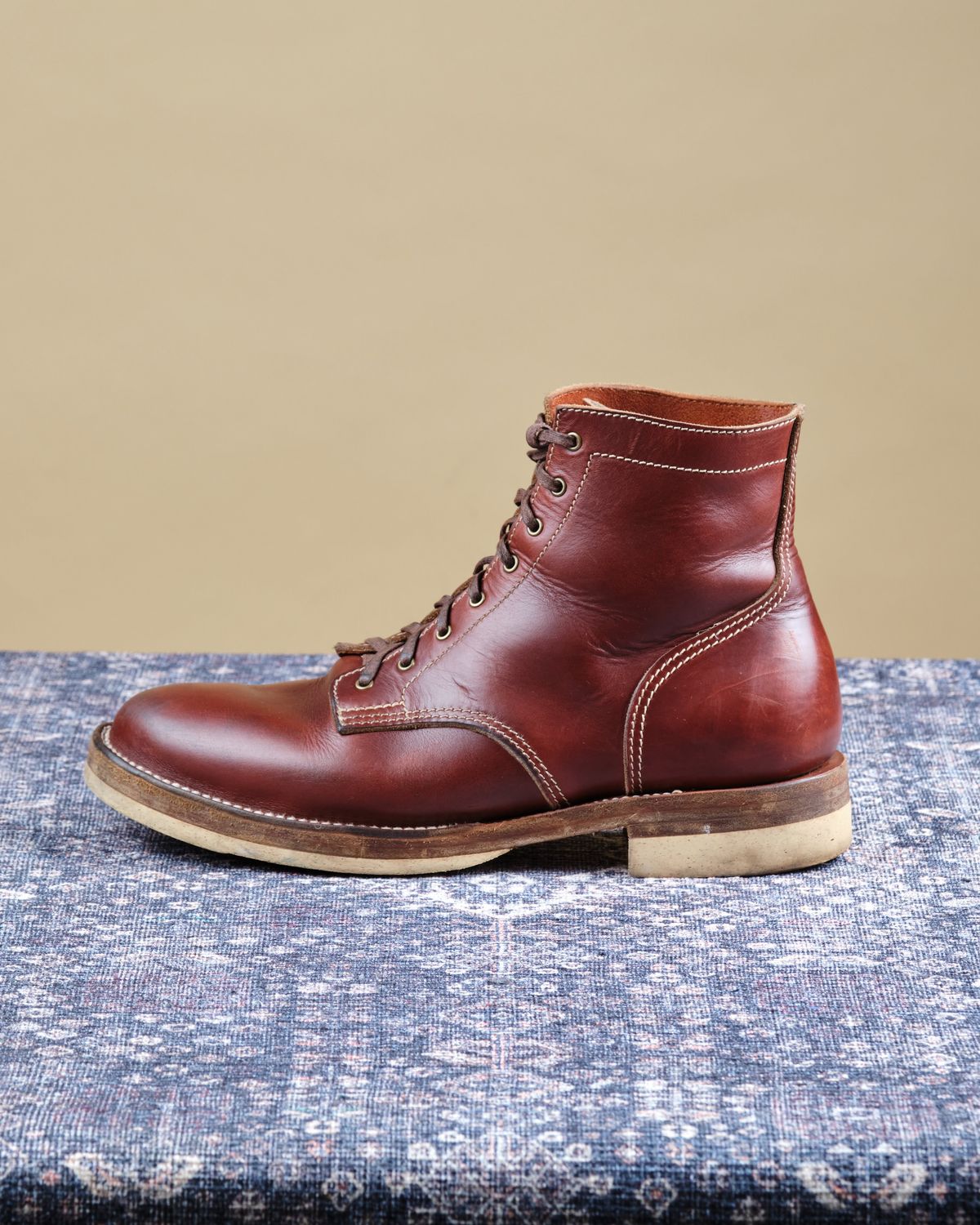 Photo by cliff.bar.nett on November 1, 2025 of the Oldspeed Service Boot 6” in Horween Timber Chromexcel.